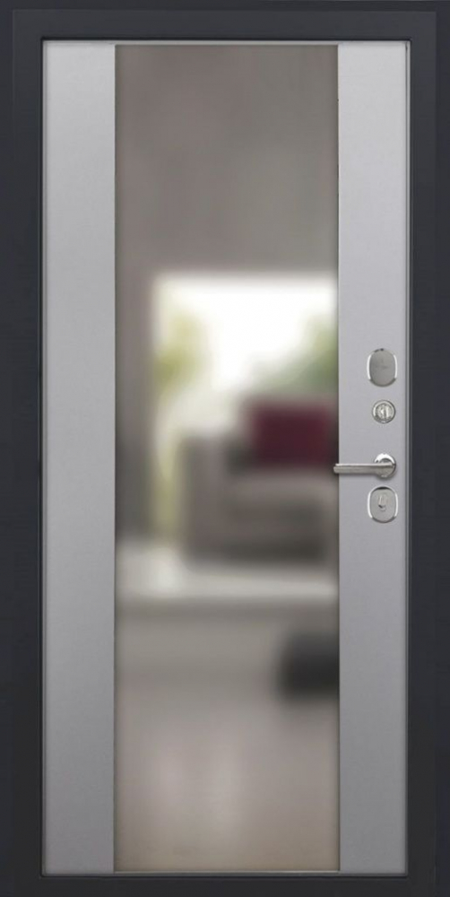 Входная дверь ДвериПРО Берген Алиса (16мм, ПВХ софт грей, зеркало) DPRO197904 внутренняя сторона